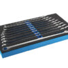 A chrome long handle wrench set in a foam case