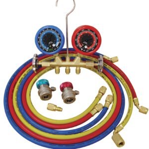 R12/R134a Deluxe Dual Brass A/C Manifold Gauge Set