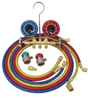 R12/R134a Deluxe Dual Brass A/C Manifold Gauge Set
