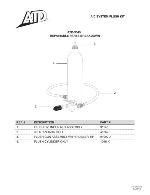 ATD Tools A/C System Flush Kit ATD-3545 — Components View ATD Tools A/C System Flush Kit ATD-3545 — professional automotive repair service