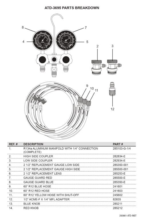 ATD Tools Deluxe Dual Alum A/C Manifold Gauge Set ATD-3695 — professional automotive repair service