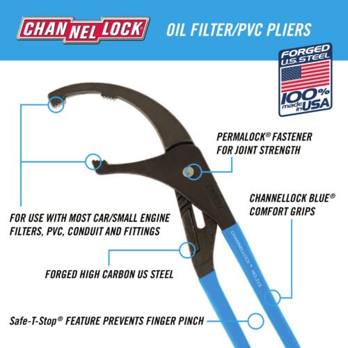 215_WA Channellock 215 - 15.5-inch Oil Filter/PVC Pliers