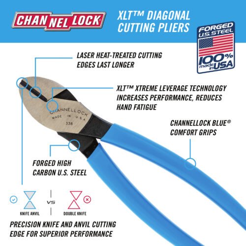 Channellock 338 - 8-inch XLT Diagonal Cutting Pliers
