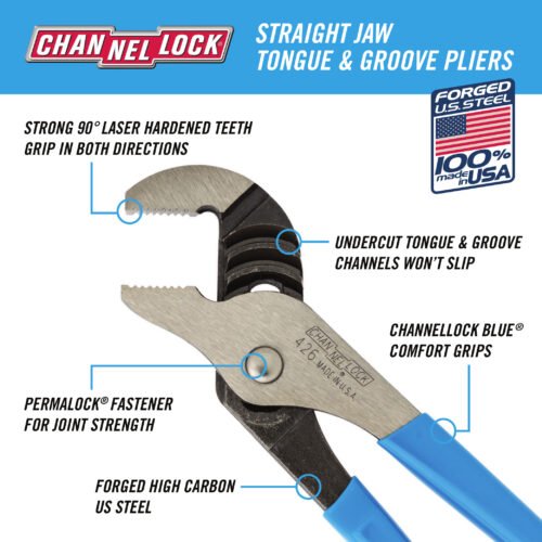 426_WA Channellock 426 - 6.5-inch Straight Jaw Tongue & Groove Pliers