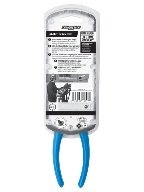 Channellock 447 - 8-inch High Leverage Curved Diagonal Cutting Pliers