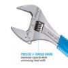 Channellock 8" Adj Wrench, WIDEAZZ®, Chrome, CODE BLUE® 8WCB — adjustable nut bolt fastener work