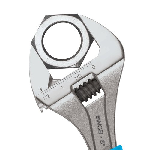 Channellock 8" Adj Wrench, WIDEAZZ®, Chrome, CODE BLUE® 8WCB — adjustable nut bolt fastener work
