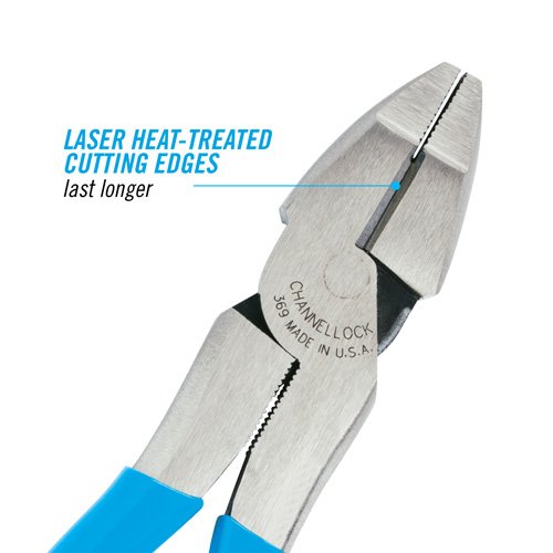 Channellock 9.5" HL Linemens Plier, XLT™, Round Nose 369 — electrical wire twisting cutting gripping