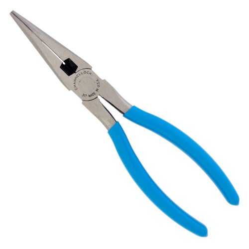 Channellock 8" Long Nose Plier, Side Cutter 317 — precision gripping reaching confined spaces