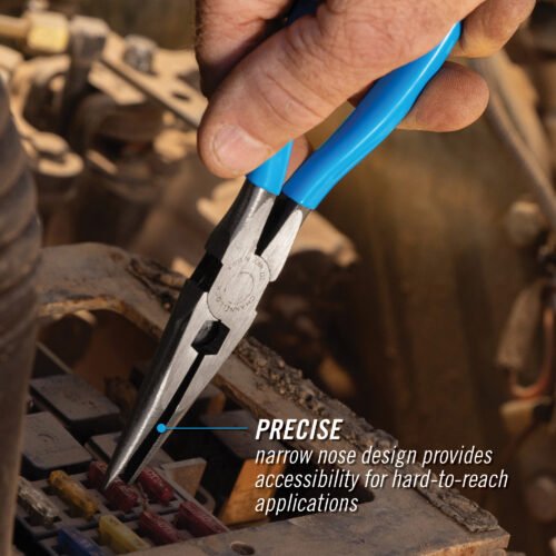 Channellock 8" Long Nose Plier, Side Cutter 317 — precision gripping reaching confined spaces