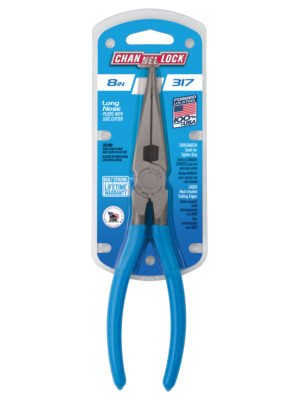 Channellock 8" Long Nose Plier, Side Cutter 317 — precision gripping reaching confined spaces