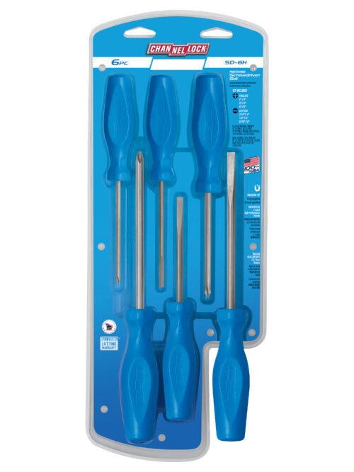 Channellock SD-6H 6pc Standard Screwdriver Set with acetate handles and vapor-blasted tips