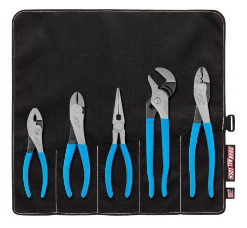 Channellock 5pc Technicians Plier Set, 5 Pliers, Roll TOOL ROLL-1 — Front View Channellock Technicians Plier Set TOOL ROLL-1 — plier tool storage organization roll