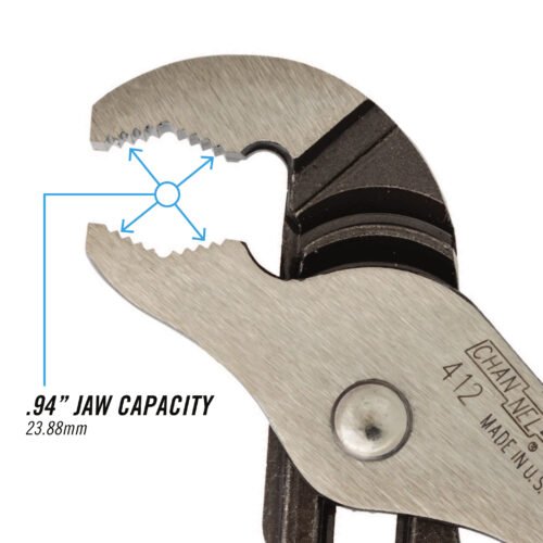 Channellock 6.5" Tongue & Groove, V-Jaw 412 — gripping pipe fittings plumbing repairs