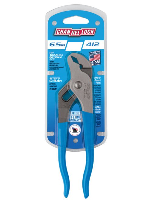 Channellock 6.5" Tongue & Groove, V-Jaw 412 — gripping pipe fittings plumbing repairs