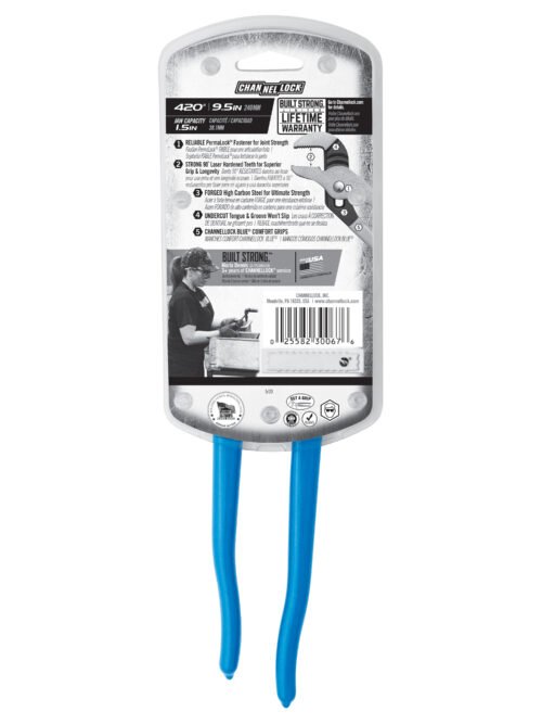 Channellock 9.5" Tongue & Groove Pliers, Straight Jaw 420 — gripping pipe fittings plumbing repairs