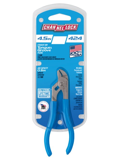 Channellock 4.5" Tongue & Groove Pliers, Straight Jaw 424 — gripping pipe fittings plumbing repairs