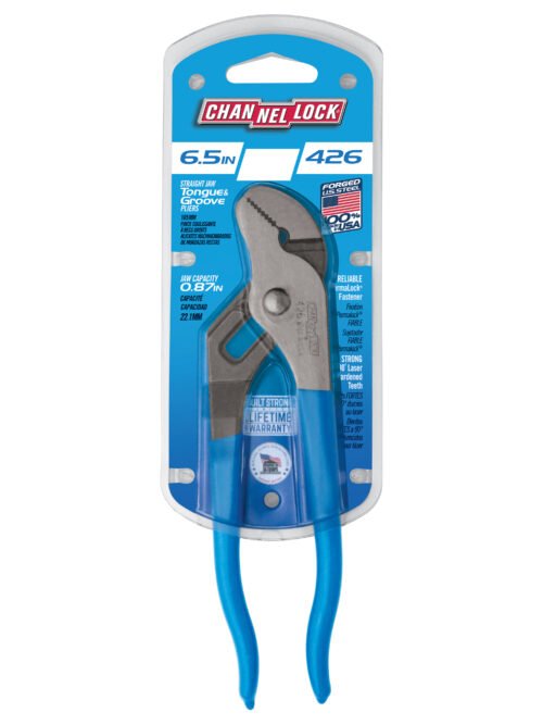 Channellock 6.5" Tongue & Groove Pliers, Straight Jaw 426 — gripping pipe fittings plumbing repairs