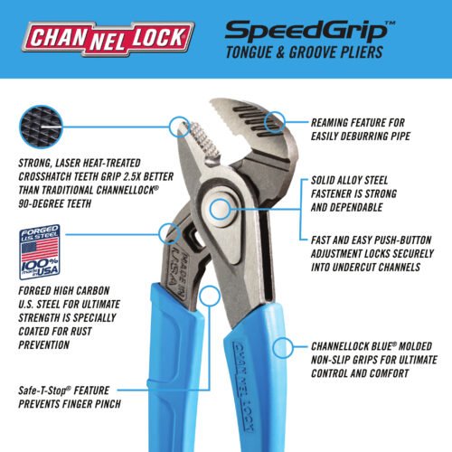Channellock 8" Tongue & Groove, SPEEDGRIP™ 428X — gripping pipe fittings plumbing repairs