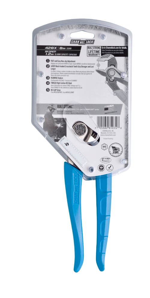 Channellock 8" Tongue & Groove, SPEEDGRIP™ 428X — gripping pipe fittings plumbing repairs