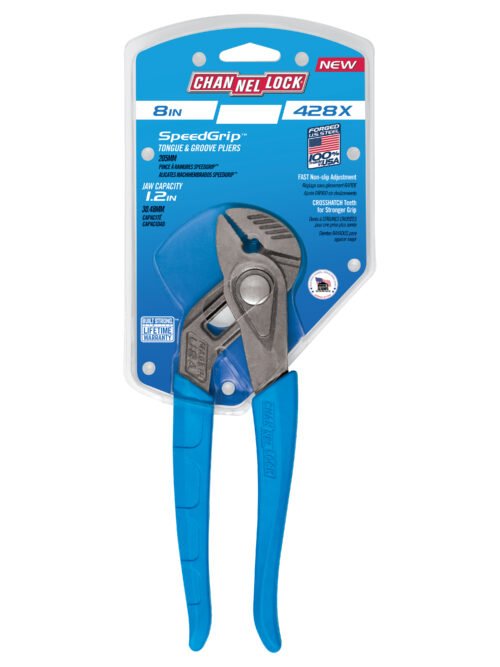 Channellock 8" Tongue & Groove, SPEEDGRIP™ 428X — gripping pipe fittings plumbing repairs