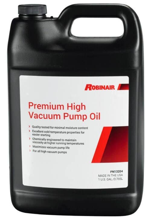 Robinair Premium High Vacuum Pump Oil 13204-1 — Front View Robinair Vacuum Pump Oil 13204-1 — AC system vacuum pump lubrication