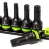 Gripedge IHBM7S RPT Impact Hex Driver Set - 7-Pc 3/8" Drive Short Metric — RPT® hex tip profile and 3/8" drive shank close up detail — metric sizes