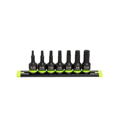Gripedge IHBS7S RPT Impact Hex Driver Set 7-Pc 3/8" Drive Short SAE — side view