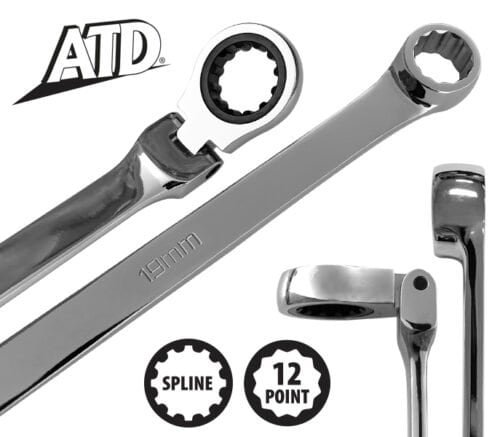 ATD Tools 10 Pc. Metric Ratcheting Flexible Head Extra Long Wrench Set ATD-6510 — metric fastener access tight spaces