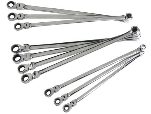 ATD Tools 10 Pc. Metric Ratcheting Flexible Head Extra Long Wrench Set ATD-6510 — metric fastener access tight spaces