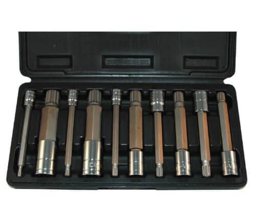 ATD Tools ATD-13781 10 Pc. Extra Long Triple Square Spline Bit Socket Set — with case view