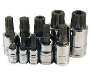 ATD Tools ATD-13782 10 Pc. Triple Square Spline Bit Socket Set — M4–M18 spline tip profile and drive recess detail
