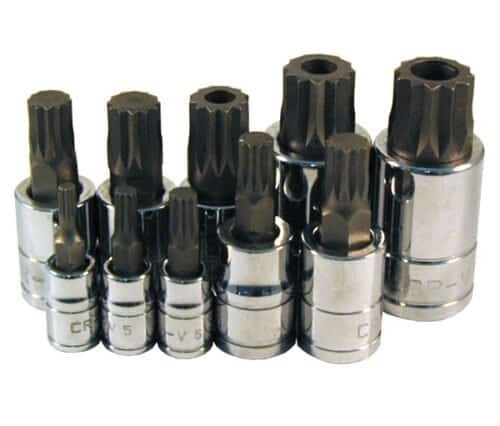 ATD Tools ATD-13782 10 Pc. Triple Square Spline Bit Socket Set — M4–M18 spline tip profile and drive recess detail